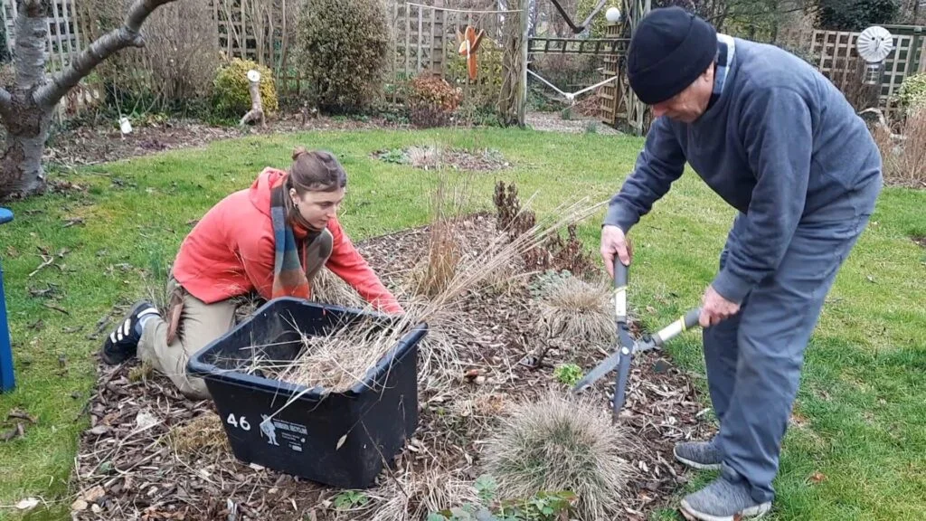 Allan and Grace gardening together