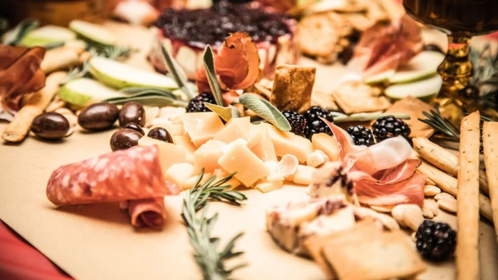 Mediterranean mezze sharing platter board